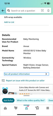 Axvue Video Baby Monitor, Comfortable Slim Design Handheld Enclosure, 4.3'' Scree