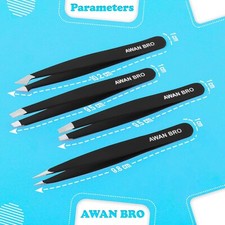 Professional Stainless Steel Eyebrow Tweezers 4 Pieces With Case