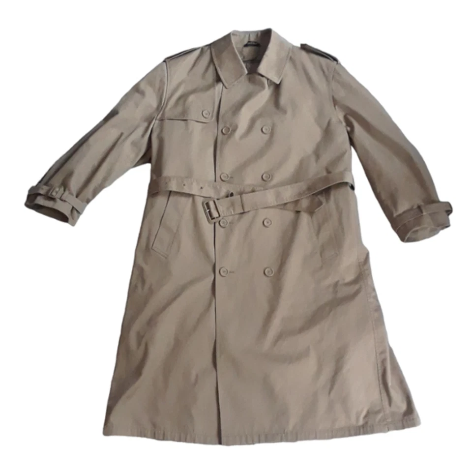 Trench coat Oleg Cassini bege marrom masculino tamanho 44 regular com cinto e forro - Imagem 3 de 4