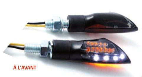 Clignotants LED moto étanches à double intensité lumineuse blanche et ambre