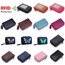 RFID Blocking Credit Card Holder Genuine Leather Wallets for Men Women Case US