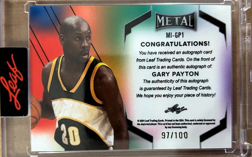 2024 Leaf Metal Inscriptions Auto Red GARY PAYTON (#97/100) - Picture 2 of 2