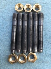 6x 3/8” x 3”-16 Sae colectores de escape perno + 3/8”-16 tuercas de latón con tachoneta