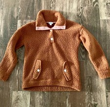J.CREW Snap-Collar Sherpa Pullover Polartec Fleece AB549 Women XXS Adobe Brown
