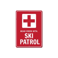 Custom Ski Patrol Cross Sign Personalized Lodge Location Aluminum Wall Decor
