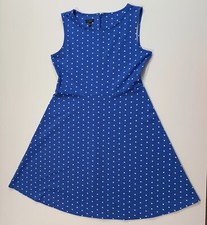 TALBOTS Large Blue White Polka Dot Sleeveless Dress
