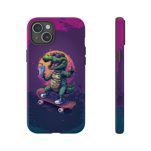 Crocodile Skateboard Retro Phone Case for iPhone, Samsung Galaxy, Pixel - 第 14/139 張圖片