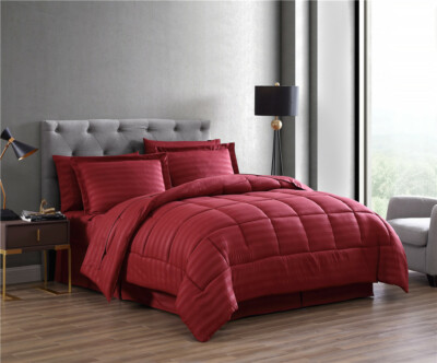 The Nesting Company Maple Dobby Stripe 8 Piece bed in a bag Comforter Set