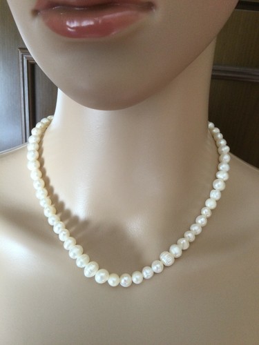 Pearl necklace made of freshwater pearls Woman, white color, length 43,5 cm.  - Foto 1 di 9