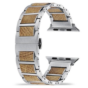 Bande de bois de baril de Whisky pour Apple Watch Ultra 1-10 38/40/41/42/44/45/46/49mm