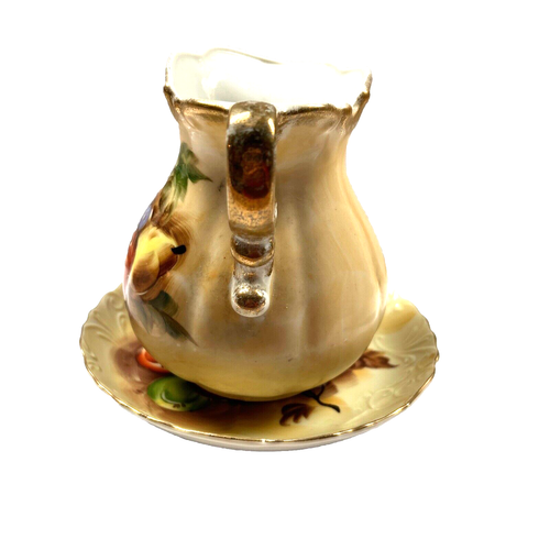 Handpainted Fruit Small Pitcher with Bowl Porcelain Made in Japan 6.5” X 7.5” - Picture 3 of 6