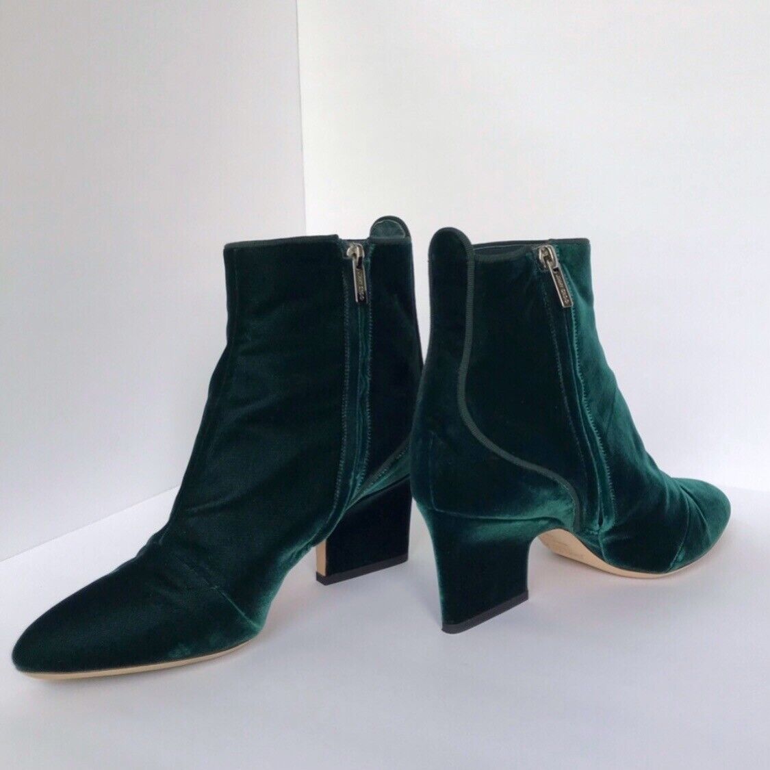 JIMMY CHOO Velvet Ankle Boots Bootie Green Size IT 38 - US 8 JIMMY CHOO Velvet Ankle Boots Bootie Green Size IT 38 - US 8