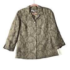 Rafael Silver Floral Embroidered Blazer Jacket Women 8 Grannycore Fancy Grandma