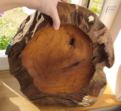 Unique Teak Root Wood Bowl 40cm Rustic Kitchen Food Hand Carved Snack Nut Fruit*