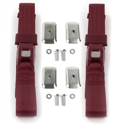 AMC AMX 1967 - 1974 Standard 2pt Burgandy Lap Bucket Seat Belt Kit w/ Bracketry 
