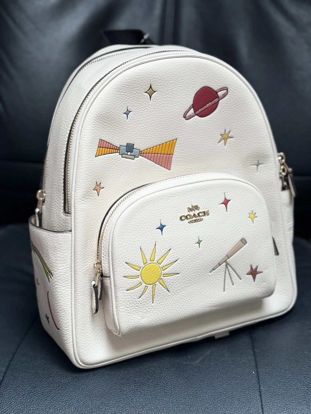 Zaino Coach X Observed By Us Court nuovo con etichette in pelle borsa multi gesso CU389