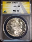 1881-S $1 Morgan Silver Dollar MS 63 Semi Cameo ANACS # 7432863 + Bonus