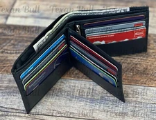 Mens Bifold Wallet Leather Credit Card Holder Black Premium Quality