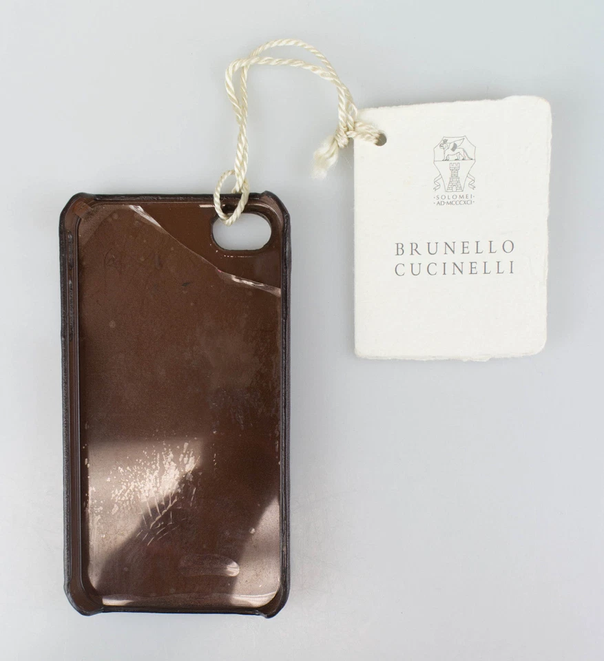 Nueva Funda para iPhone BRUNELLO CUCINELLI Cuero Guijarro Marrón $340 Foto 2 de 3