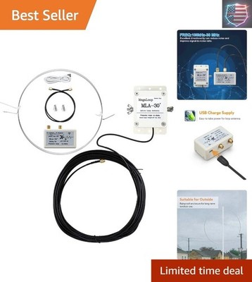 MLA-30+ Loop Antenna, 0.5-30MHz Active Receiving Antenna Rainproof, with 10m ...