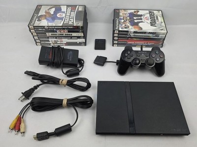 Sony PlayStation 2 PS2 Slim Console Bundle Tested Works + 11 Games Controller