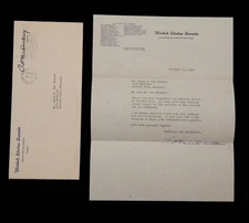1940 UNITED STATES SENATE SIGNED LETTER AND ENVELOPE WASHINGTON DC