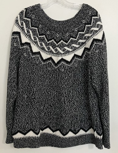 Old Navy Classic Fair Isle Pullover XXL 2X schwarz weiß Ski Winter Preppy bequem - Bild 3 von 5