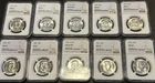 10 Graded Franklin Half Dollars NGC MS63 MS64 FBL PF67 90% Silver Coin Lot