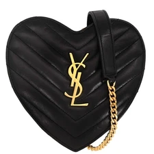 Saint Laurent Black Leather Love Heart Shoulder Bag PLB446782･0716 116438