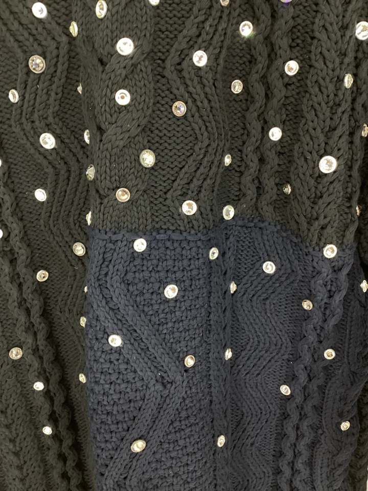 ALEXANDER MCQUEEN CRYSTAL ARAN WOOL KNIT SWEATER MENS BLACK NAVY RRP £2000 MC - Image 4 of 4