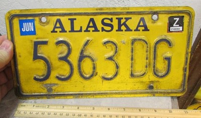 Alaska License Plate Gold Style Truck issue plate 5363 DG, Expired 2004