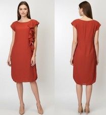 Zara Orange Ruffle Dress Size M