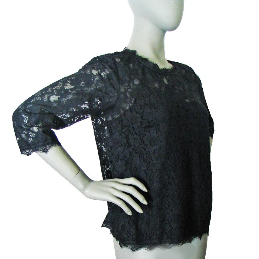 NUEVO Talbots Talla 8, 2 Piezas Top de Encaje Negro Camisola Precioso Borde de Encaje Precio de venta sugerido por el fabricante $119 Foto 3 de 4
