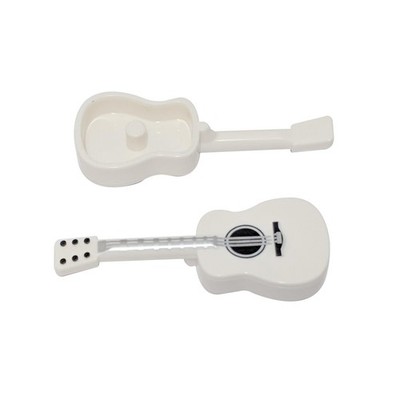 2 NEUE LEGO Utensil Guitar Acoustic Silver Strings, Black Tuning Knobs Weiss