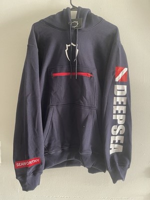 Heavy-Duty DEEPSEA Hoodie with embroidered stitching and print, 
