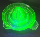 Uranium Glass Reamer Juicer Glowy Glass Green Vaseline Depression Citrus Vintage