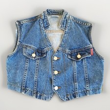 Vintage BONGO Jeans Denim Vest 80s 90s Cropped Made In USA Gene Montesano Size M