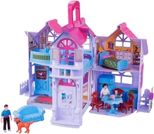 Liberty Imports My Sweet Home Fold and Go Pretend Play Mini Dollhouse With Furn