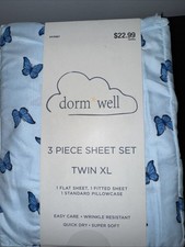Dorm Well 3 Piece Twin Xl Sheet Set Blue Butterflies