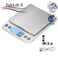 Digitale KüChenwaage 5Kg 0,1G Edelstahl HochpräZise USB Aufladen Haushaltswaage