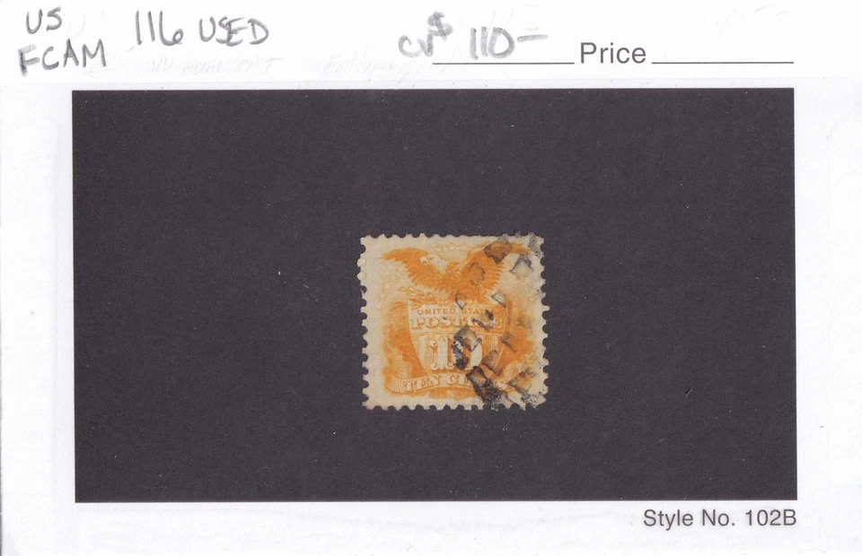 SELLOS DE MATT SCOTT #116 ÁGUILA Y ESCUDO EDICIÓN DE 10 CENTAVOS 1869, USADOS CV$110 Foto 3 de 3