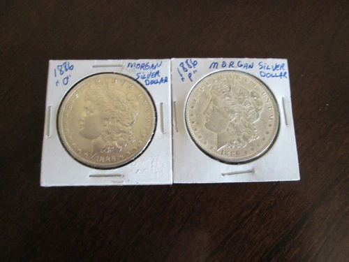 TWO (2) 1886 MORGAN SILVER DOLLARS, (1) 1886-P AND (1) 1886-O VERY NICE COINS