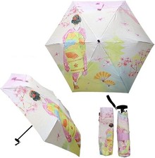 Folding Umbrella Maiko Japanese Souvenir Yellow Both Sunny and Rainy Days