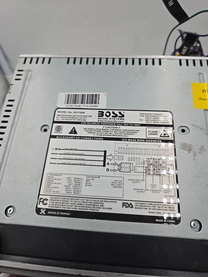 Receptor multimedia BOSS Audio BV760B pantalla táctil de 6,2" para piezas y reparación  Foto 4 de 4