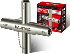 4 Way Sillcock Water Key 1/4 9/32 5/16 11/32 Steel Multi Tool