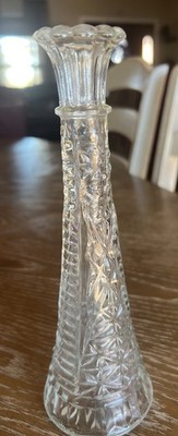 9  Vintage Anchor Hocking Stars And Bars Clear Glass Vase