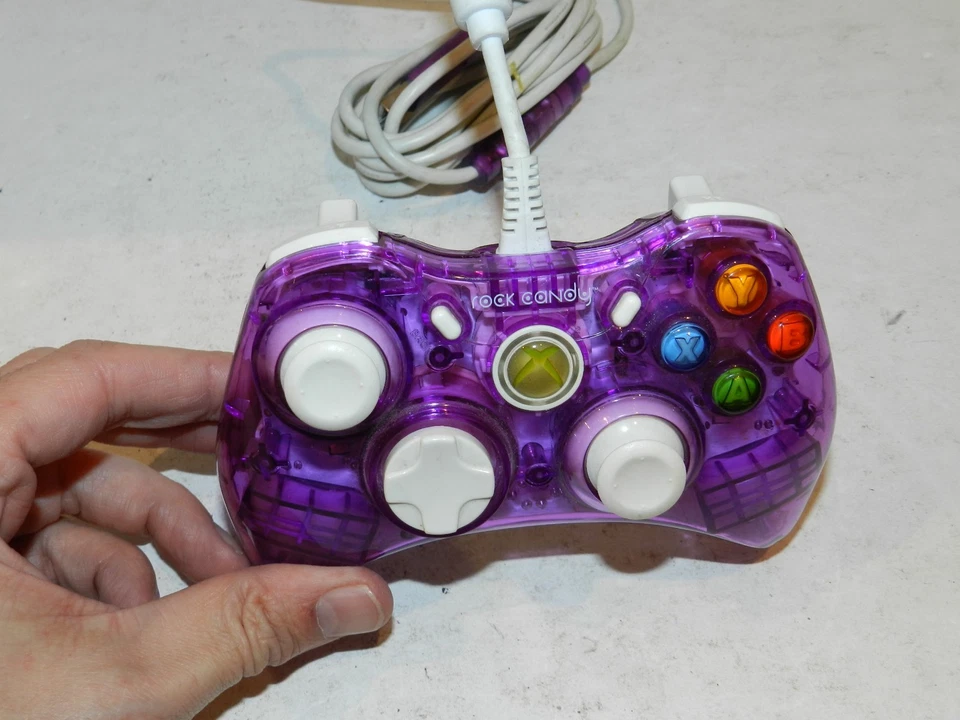 Rock Candy Microsoft Xbox 360 Wired Controller Purple Transparent Tested - Image 2 of 3