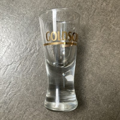 Goldschlager, 10,5 cm konisches Schnapsglas - goldenes Logo. Top Zustand! 
