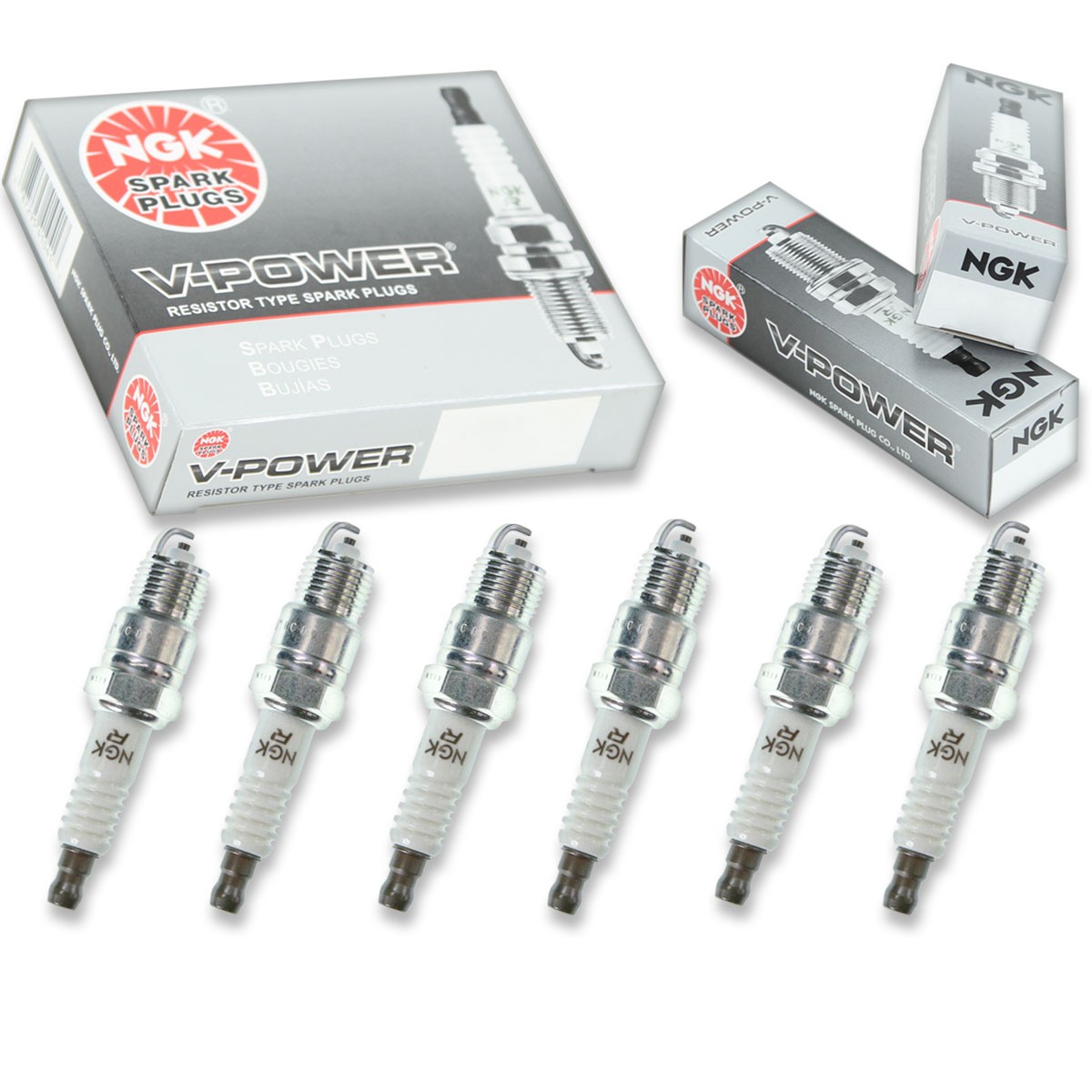 6 pcs NGK V-Power Spark Plugs for 1970-1976 Pontiac Firebird 4.1L L6 - in