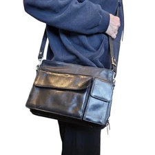 Y2K Wilsons Leather Black Shoulder Bag Crossbody Organizer Sunglasses Case